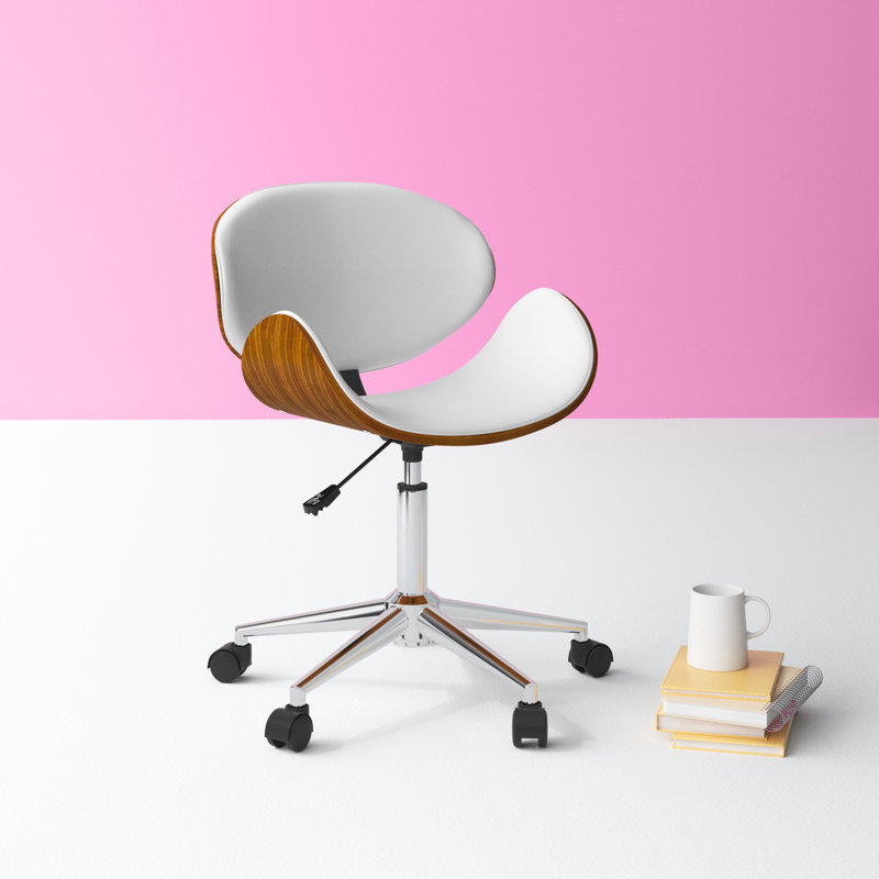 Aden Faux Leather Mid-Century Office Chair, White