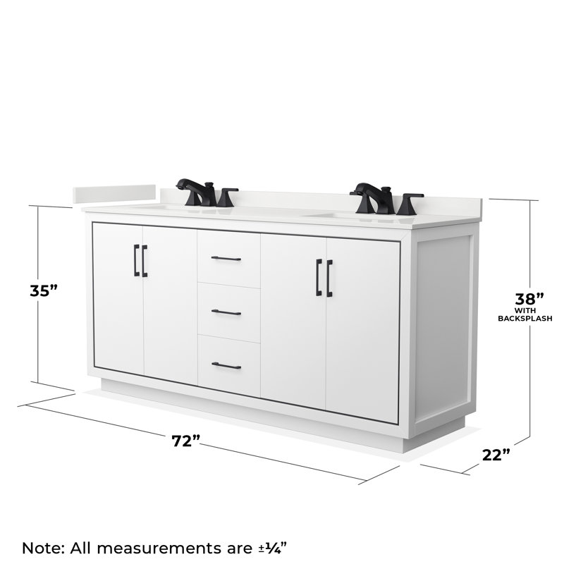 72'' W Double Vanity, WDX13332, White, Matte Black