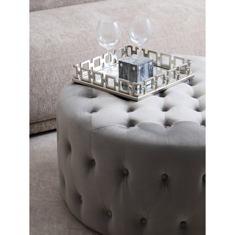 91cm Wide Velvet Footstool Ottoman, Grey