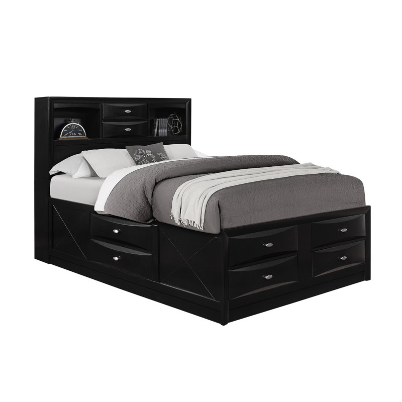 Piechota Bookcase Storage Bed, Black, Full