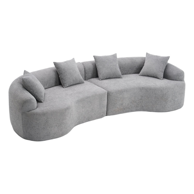 Canapé modulaire courbé en mousse compressée, Gris