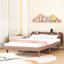 Structure de lit simple en noyer avec plateforme fonctionnelle, stable et élégante - jolie apparence-361512400