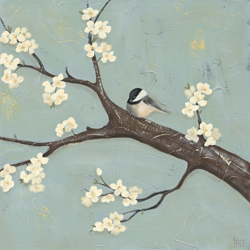 Chickadee And Dogwood II - Wrapped Canvas Print, 76cm H x 76cm W