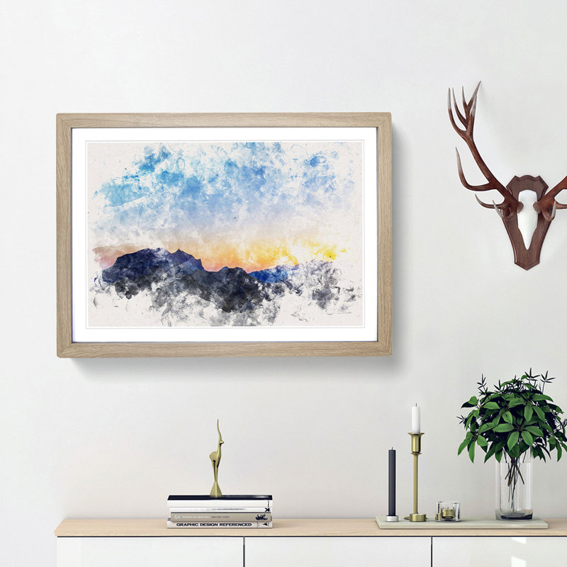 Mountain Range in Spain - Framed Print, 45cm H x 63cm W x 2cm D, Oak Framed