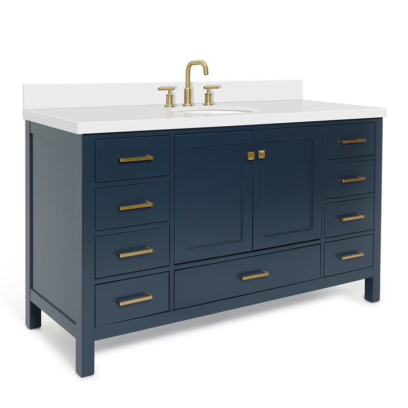 Ensemble de meuble-lavabo simple 61 po Cambridge, Bleu minuit, Oval