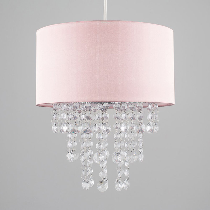 Jesmond 35cm H Cotton Drum Pendant Shade ( Clip On ) in Pink