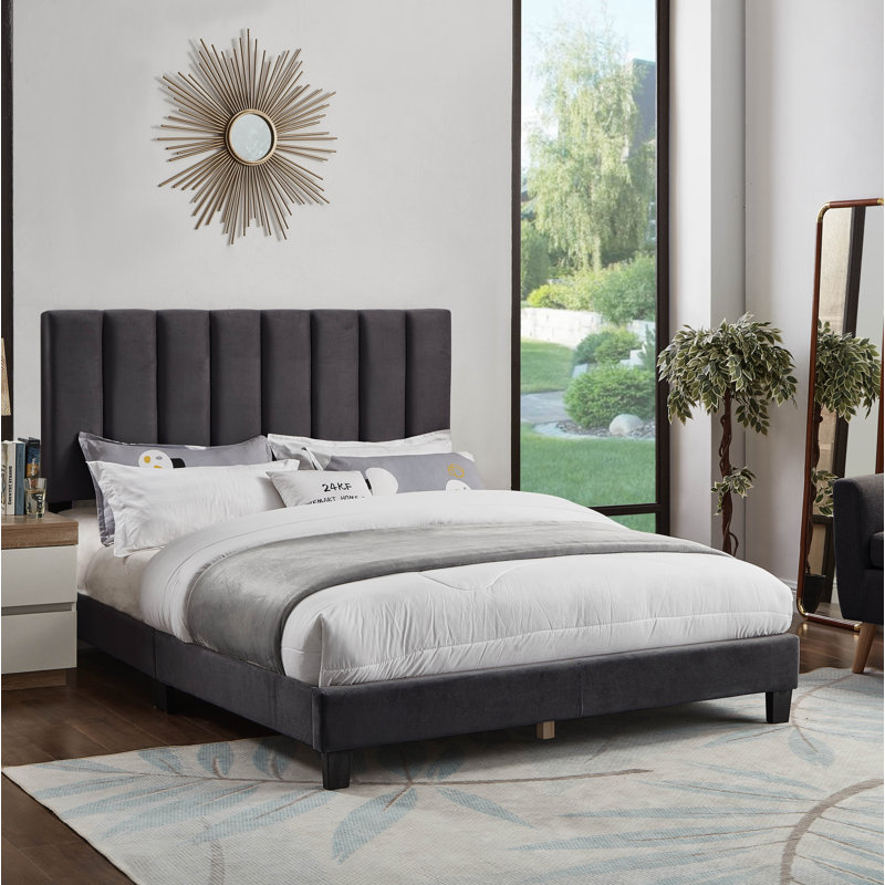 Lit tapissier standard à profil bas, Double, Anthracite