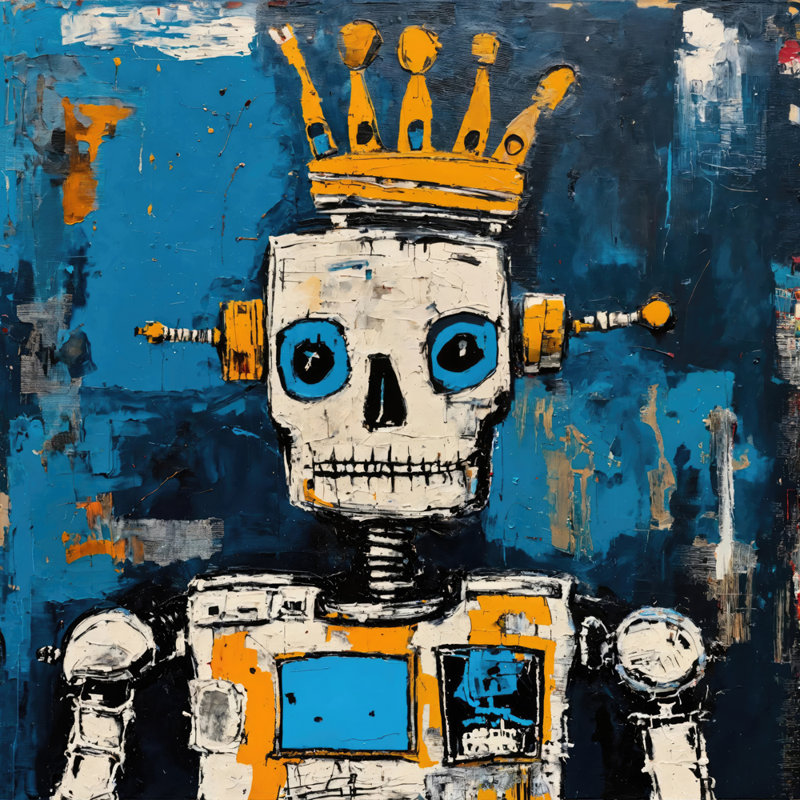 Robot 7-Hommage-Basquiat, estampe numérique sur toile tendue avec châssis, H 15 po x l 15 po