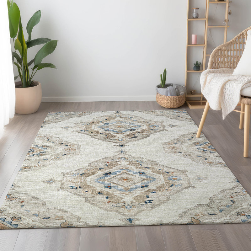 Tapis en lin de qualité supérieure lavable à la machine Andreau AMF91, Rectangle 2 pi 6 po x 3 pi 10 po