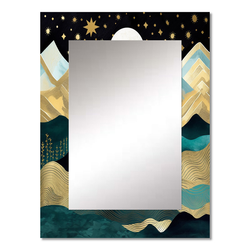 Mountain Nature'S Roar I - Beige Modern Wall Mirror, 32 po x 24 po