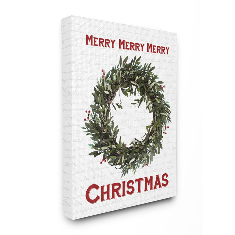 « merry christmas couronne », impression, H 30 po x l 24 po, Toile tendue
