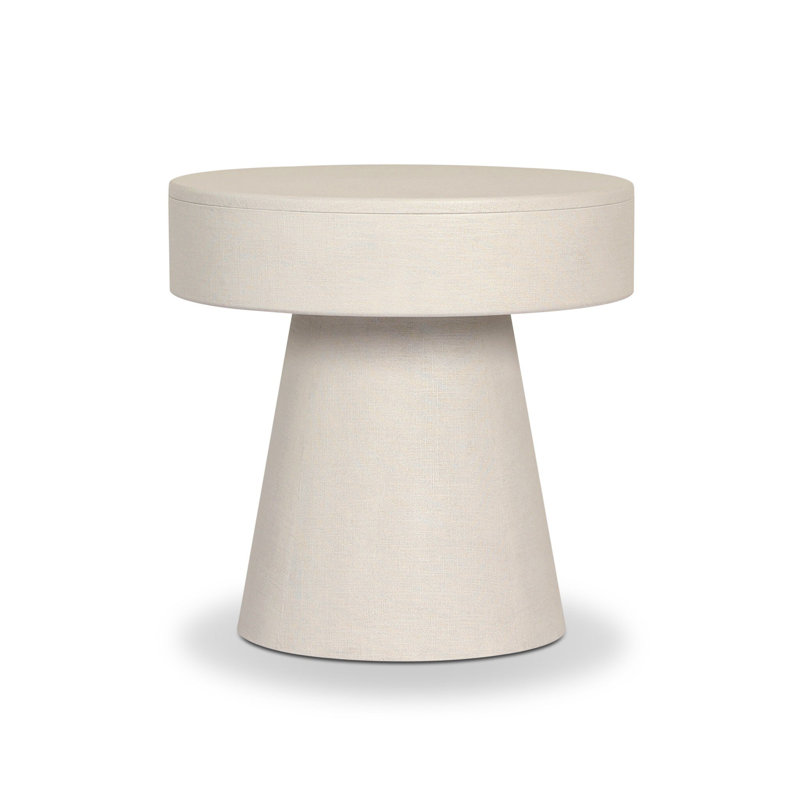Chiro Nightstand-Black Linen, Ivory Painted Linen