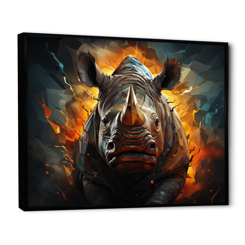 Majestic Rhino II géométrique, H 24 po x l 32 po x P 1 po, Cadre flottant noir