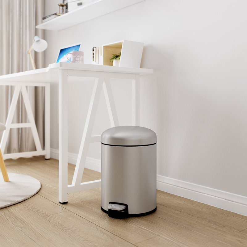 1.3 Gallon Brushed Stainless Steel Step Trash Can