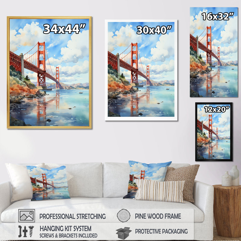 «Blue Bridge Architectural Marvel III», reproduction sur toile, Cadre photo noir, H 20 po x l 12 po x P 1 po
