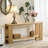 63-Inch Boho Bravantice with Beaded Trim and Two-Tier Storage for Hallway, Foyer, or Behind Sofa