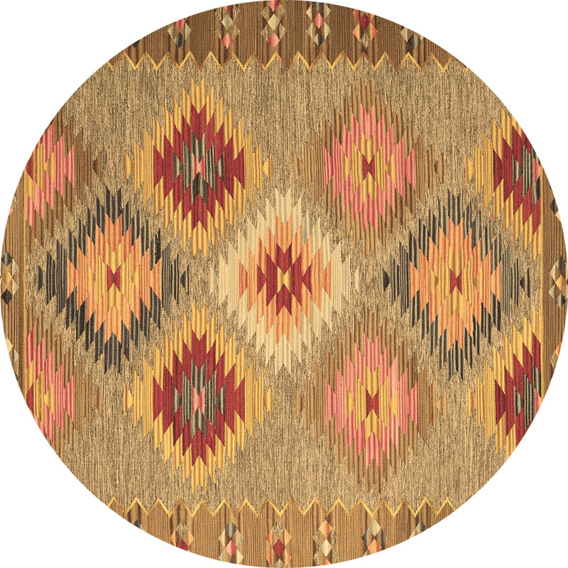 Washable Ikat Indoor Rug, Round 4'
