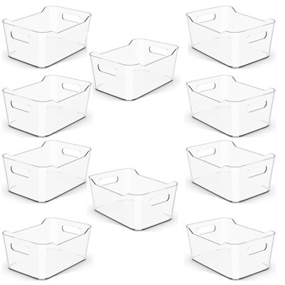 12-Pack Multi-Purpose Clear Plastic Storage Bins with Labels