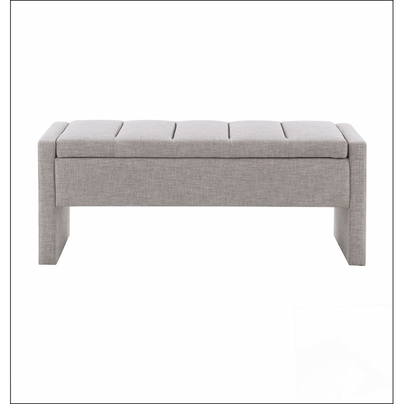 Modern Bed End Bench with Storage,Upholstered Large Foot Rest Stool, Comfy Window Vanity Bench for Living Room,Bedroom,Dorm,Coffee Table,Linen Light