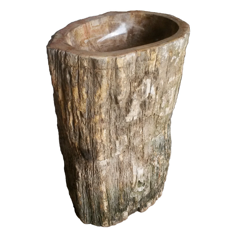 Natural Petrified Wood Stone Pedestal Bathroom Sink