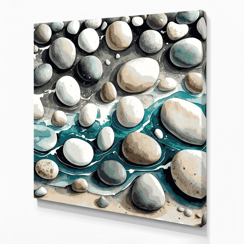 Art mural sur toile gris "Coastal Beach", H 12 po x l 12 po