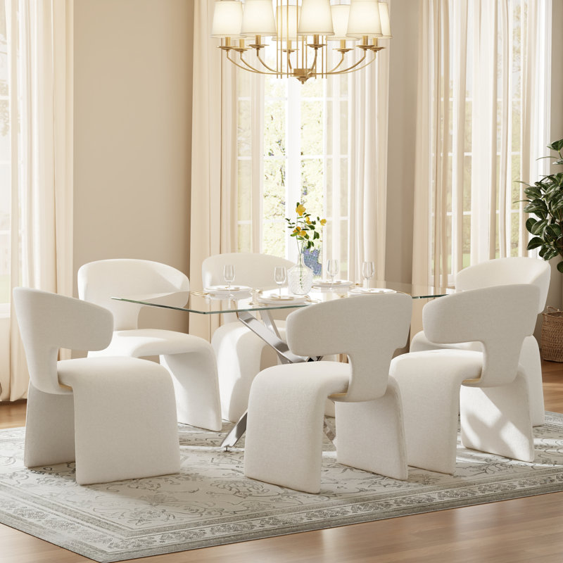 Ensemble de salle à manger Hoggan, 29.5" H x 63" W x 31.5" D, 7 Pieces: Table, 6 Chairs, Silver