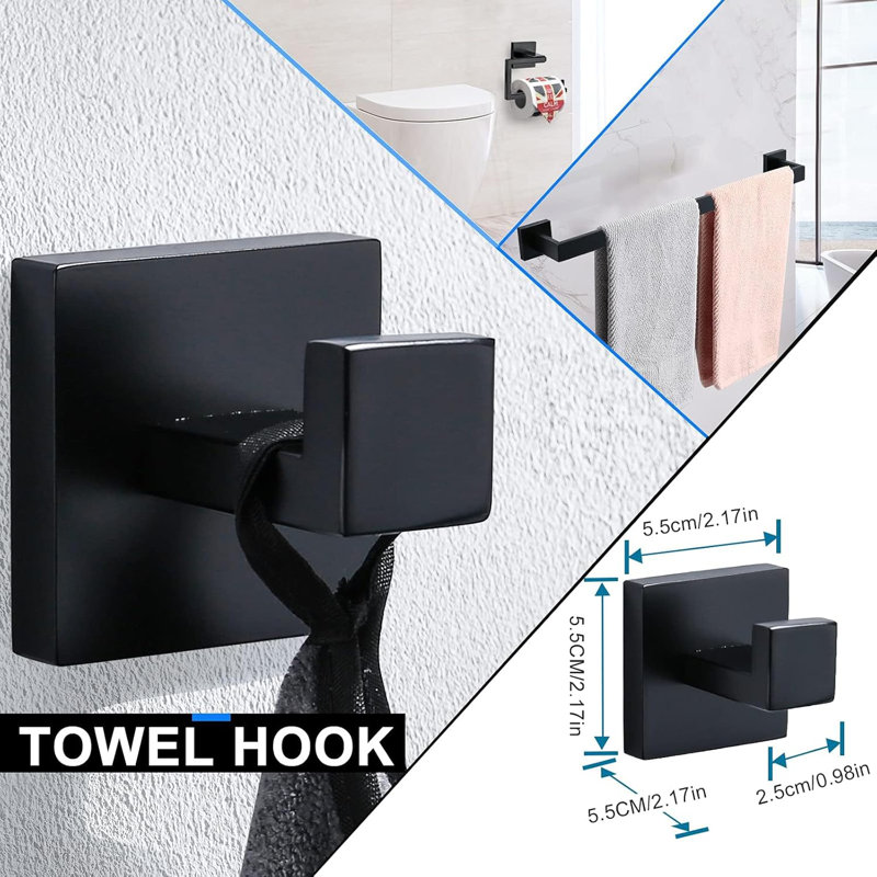 Ensemble d'accessoires de salle de bain 5 pièces, ensemble de porte-serviettes 23,6 pouces, Crème / noir