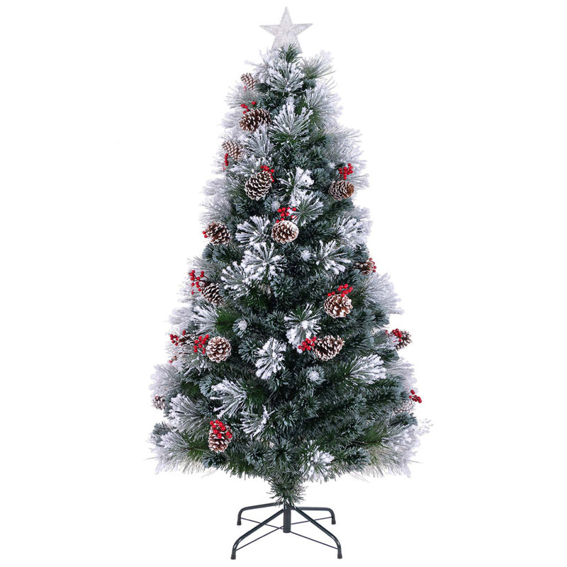 7 Ft Flocked Christmas Tree Artificial Xmas Tree With 270 Branch Tips &pine Needles, 6'