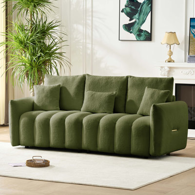 Canapé d'angle en tissu de fourrure en peluche de qualité supérieure de 92 pouces avec port USB, console centrale et table basse. Un très grand canapé rembourré, idéal pour les grands salons, les appartements et les bureaux.