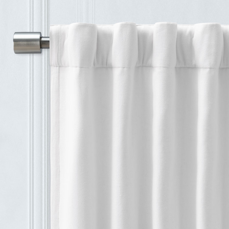 Thrisa 100% Sustainable Cotton Blend Chevron Textured Unlined Rod Pocket Short Curtain Panel, White, 48" W x 45" L