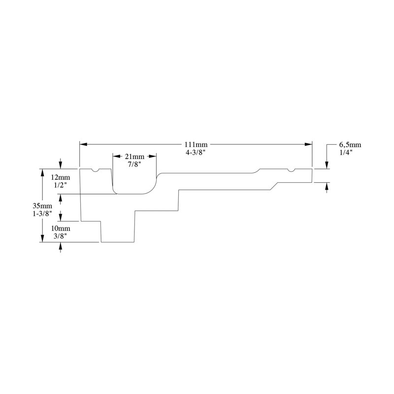 Polyuréthane haute densité, blanc apprêté 4-5 / 16 po x 1-3 / 8 po x 78-3 / 4 po couronne