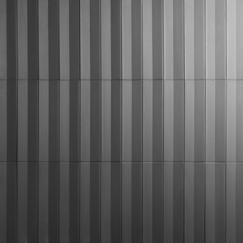 Level Concave 3.93" x 15.74" Ceramic Patterned Tile, Charcoal