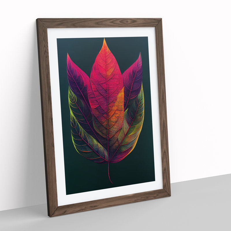 Leaves Painted No.3 - Framed Print, 64cm H x 46cm W x 2cm D, Walnut