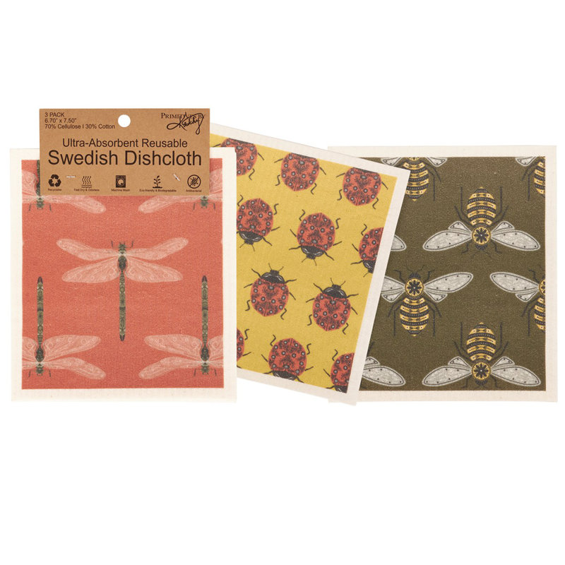  Garden Bug Swedish Dishcloth Set