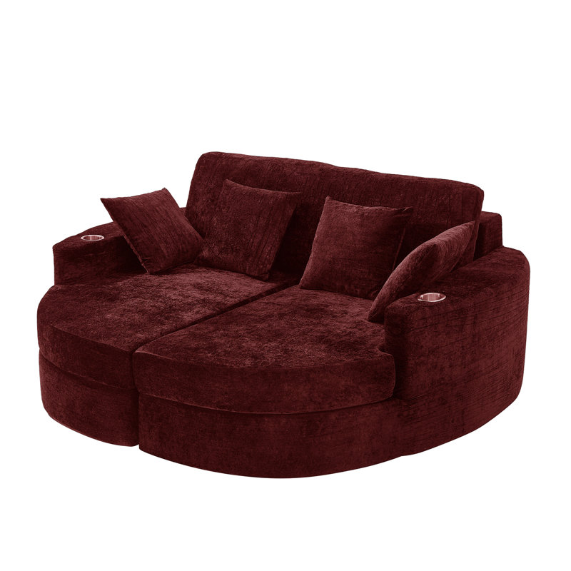 Fauteuil demi-tonneau rembourré avec porte-gobelets, Rouge