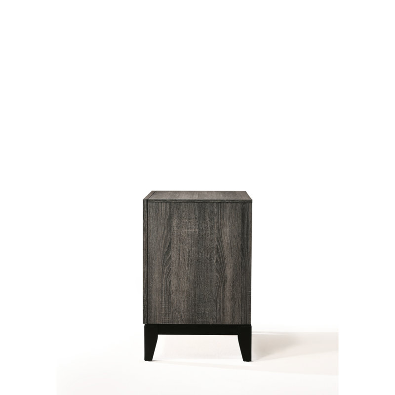 Weathered Gray Nightstand With Build And Storage Space Function Drawer