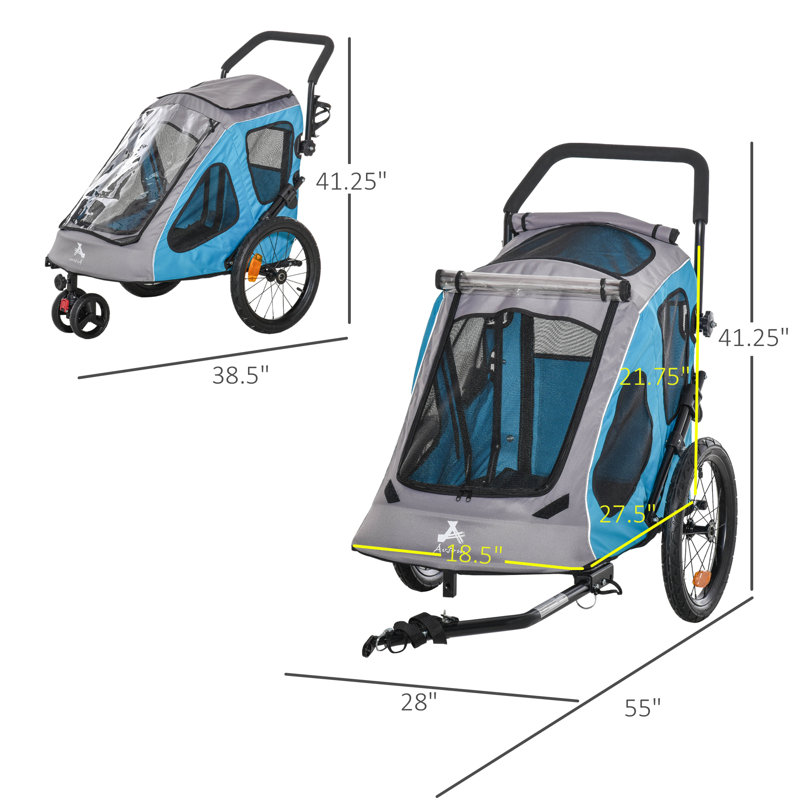 Poussette standard pliante, Bleu / gris