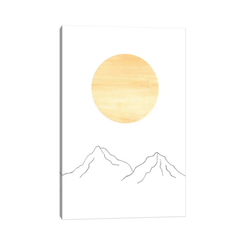 Sun And Mountains - Painting on Canvas, Wrapped Canvas, 101.6cm H x 66.04cm W x 3.81cm D