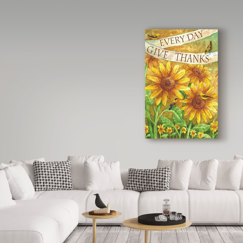 « the tournesol offre thanks », reproduction d’impression sur toile tendue, H 47 po x l 30 po x P 2 po