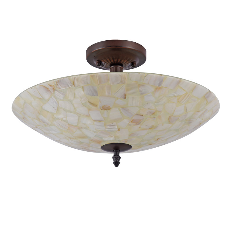 Plafonnier semi-encastré en cristal Chloe Lighting - H 13,8 "mosaïque moderne 2 lumières avec abat-jour 16"