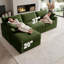 Canapé 3 places vert côtelé avec pouf-788595498-788595503