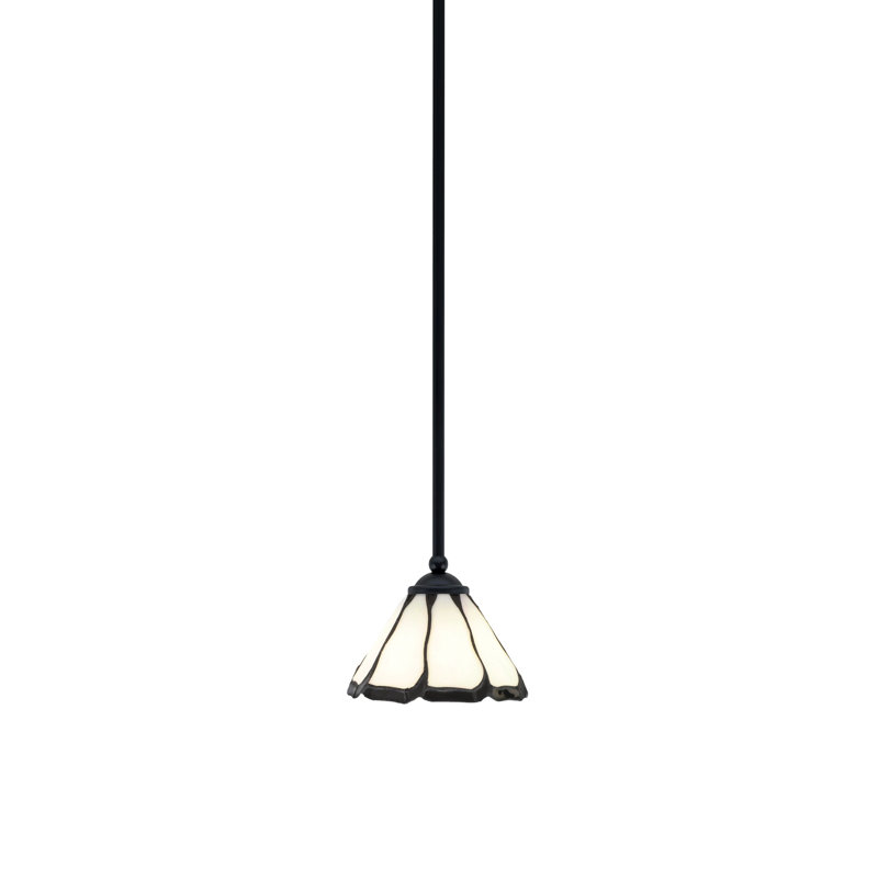 Mini-luminaire suspendu suspendu Zilo, fini noir mat avec perle de 7 po et verre d'art Flair noir