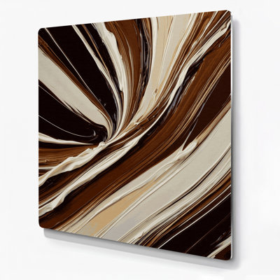 Art mural horizontal horizontal rayé en métal crème espresso