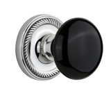 Black Porcelain Interior Mortise Door Knob with Rope Rosette