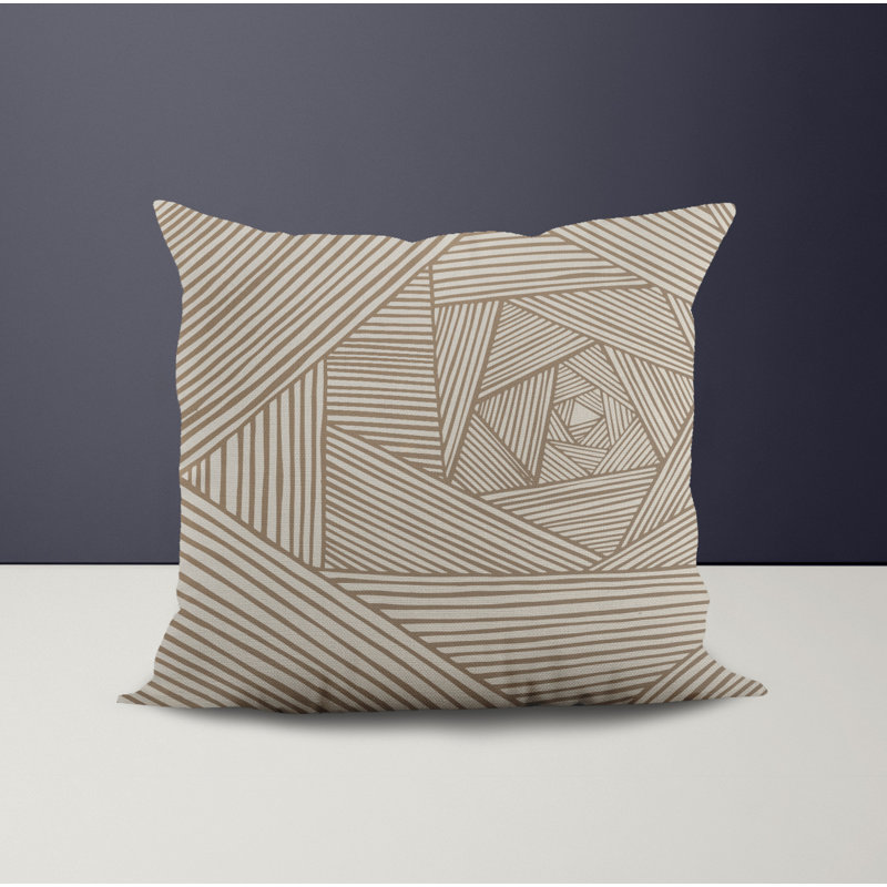 Polyester Throw Square Indoor/Outdoor Throw, Beige/Black, 20" x 20"