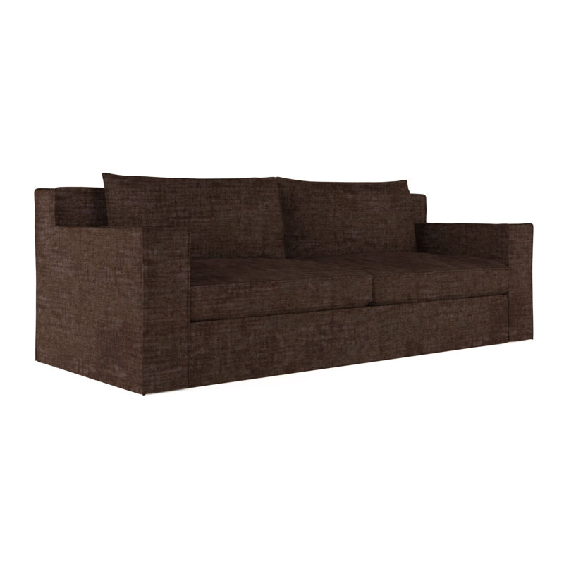 Canapé Mulberry, H 33 po x l 108 po x p 40 po, Velours écrasé chocolat, Patiné