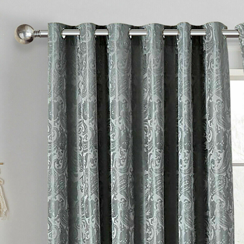 Gianluca Room Darkening Curtain Pair, Silver, Width 228 x Drop 274cm