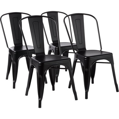 Metal Dining Chairs, Matte Black, 1 Count (pack Of 4)
