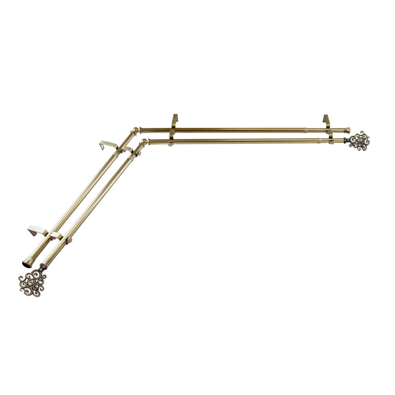 Tringle à rideaux double Reinaldo, L 48 po x l 84 po, Laiton antique