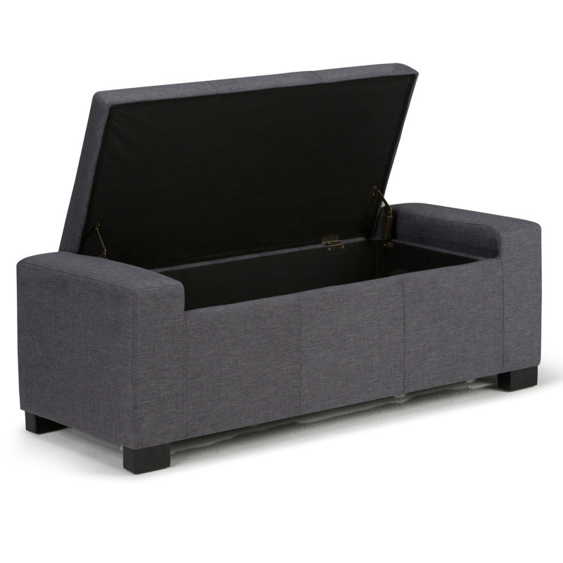 Slate Gray Tufted Polyester Storage Bench Ottoman